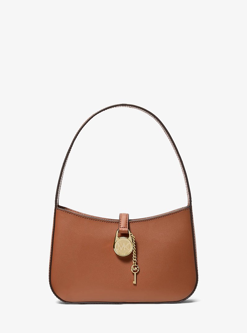 Lyra Small Leather Pochette in LUGGAGE | Michael Kors