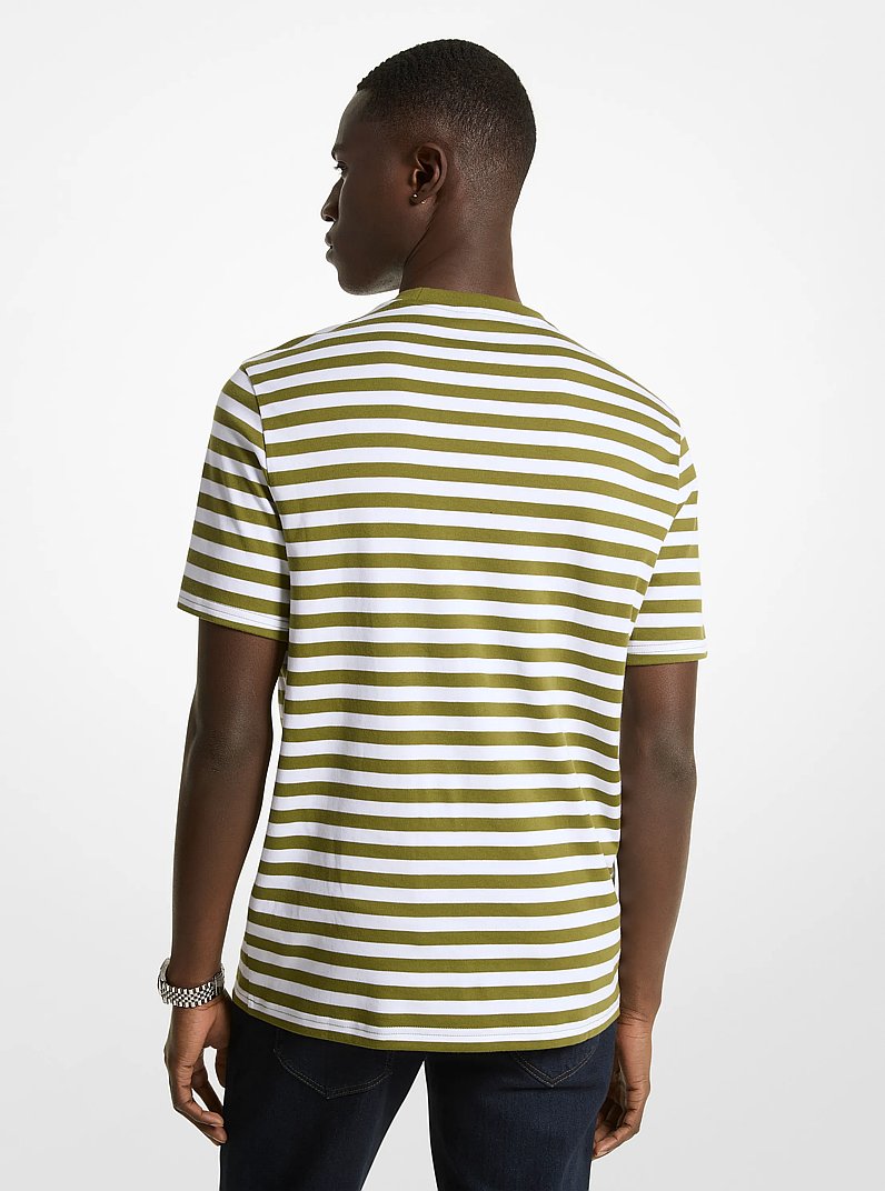 Striped Pima Cotton T-Shirt in EVERGREEN | Michael Kors