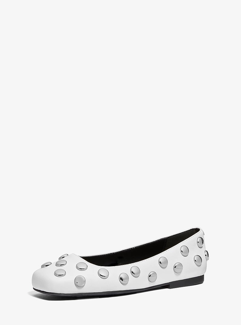Matilda Studded Leather Ballet Flat in OPTIC WHITE | Michael Kors