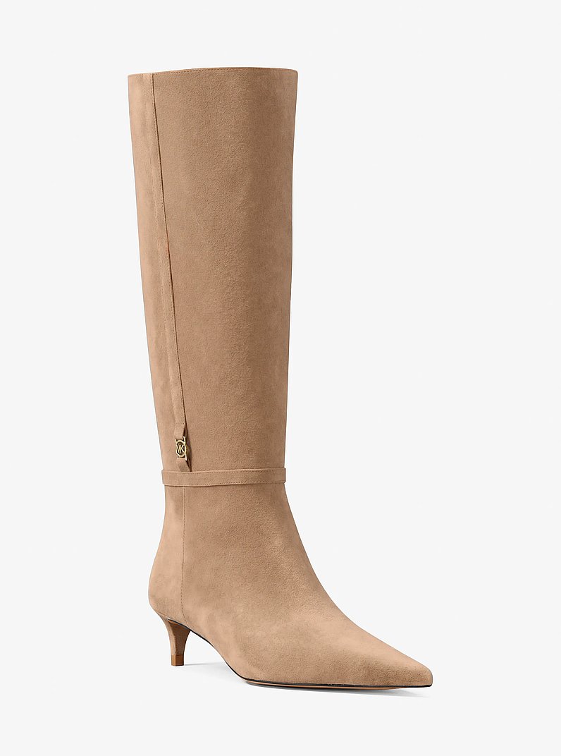Nalia Polyester Microsuede Kitten Heel Boot in CAMEL | Michael Kors
