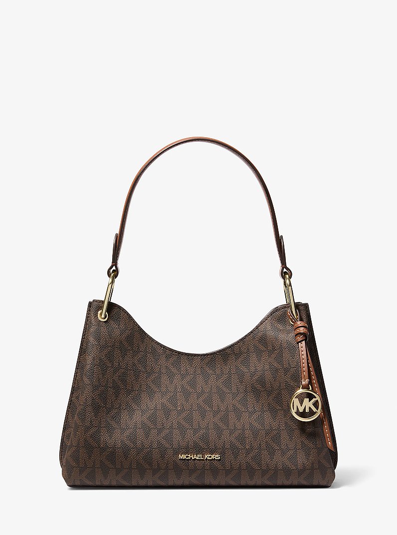 Borsa a spalla Joan media con stampa logo in MARRONE/CUOIO | Michael Kors