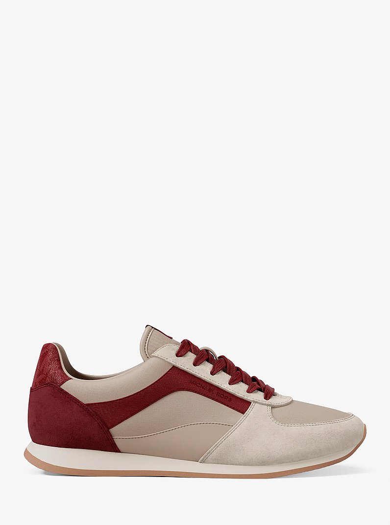 Cindy Mixed-Media Trainer in DEEP RED | Michael Kors