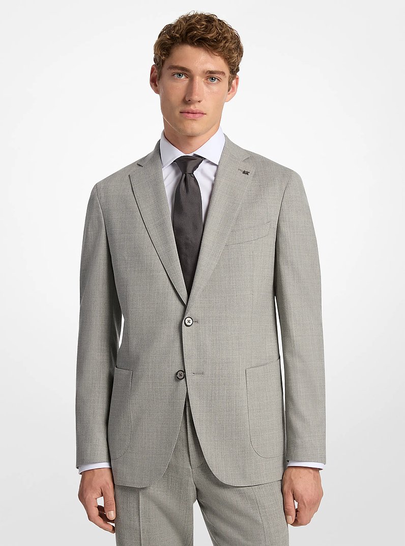 Americana slim-fit de franela de mezcla de lana in GRIS PERLA | Michael Kors