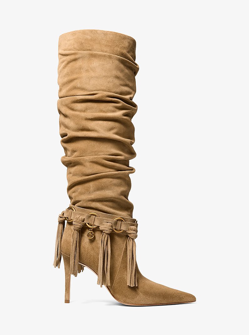Stivale Dawn in pelle scamosciata con frange in [3740] | Michael Kors
