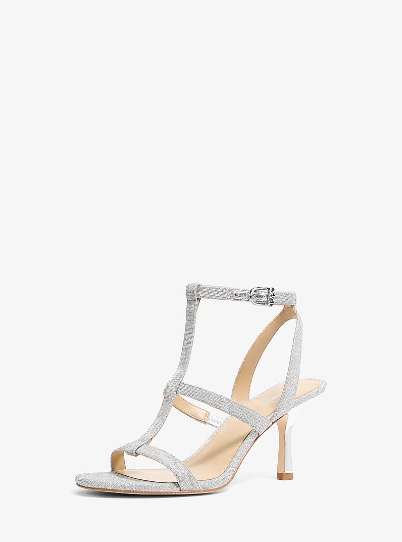 Nara Glitter Chain Mesh Sandal in SILVER | Michael Kors