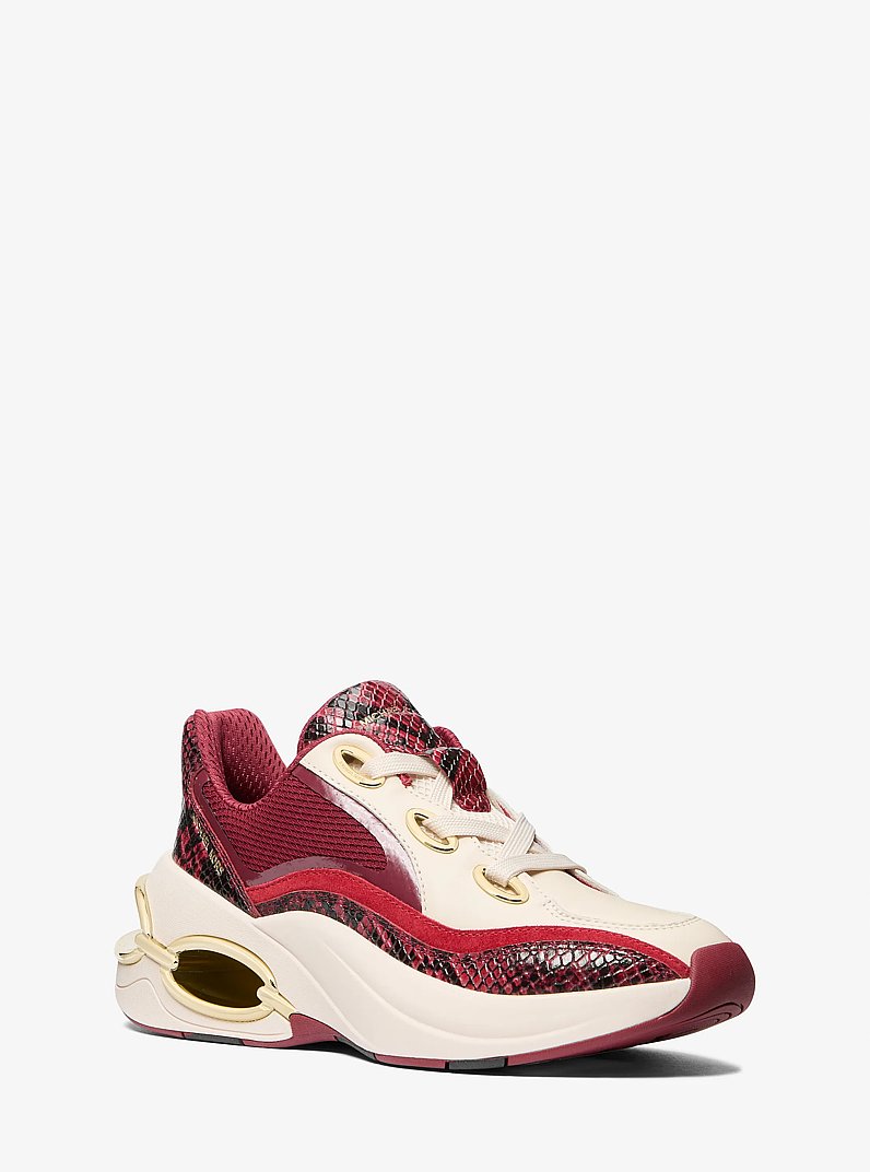 Toni Mixed-Media Trainer in DEEP RED | Michael Kors