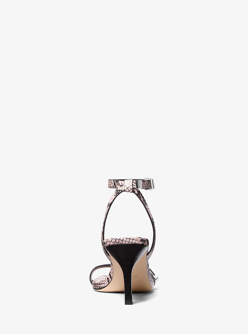 Darrington Snake Embossed Leather Sandal in SMOKEY ROSE | Michael Kors