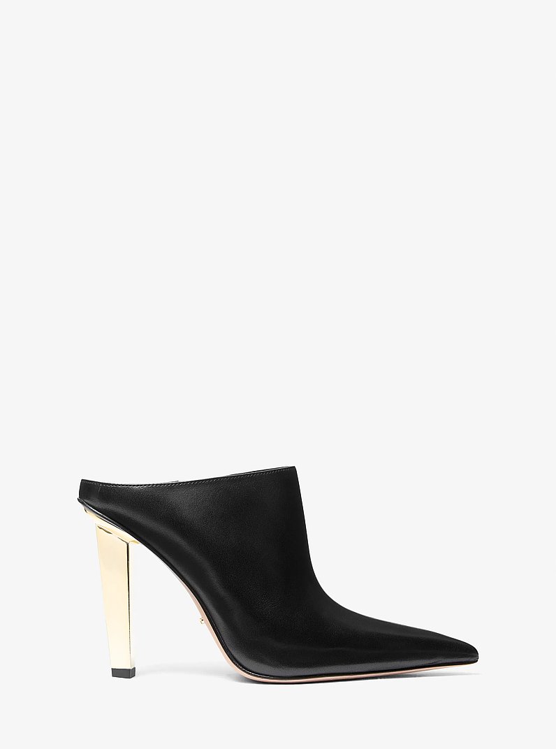 Zapato mule de sal&oacute;n Halle de piel in NEGRO | Michael Kors