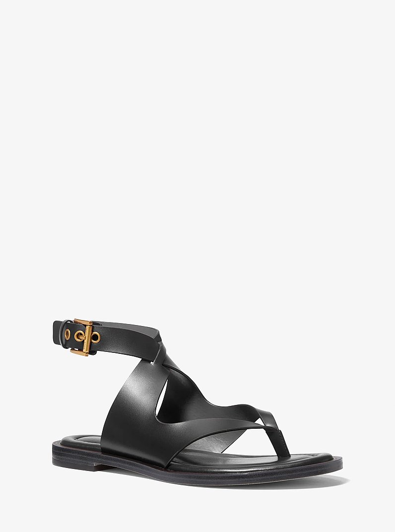 Irene Leather Wrap Sandal in BLACK | Michael Kors