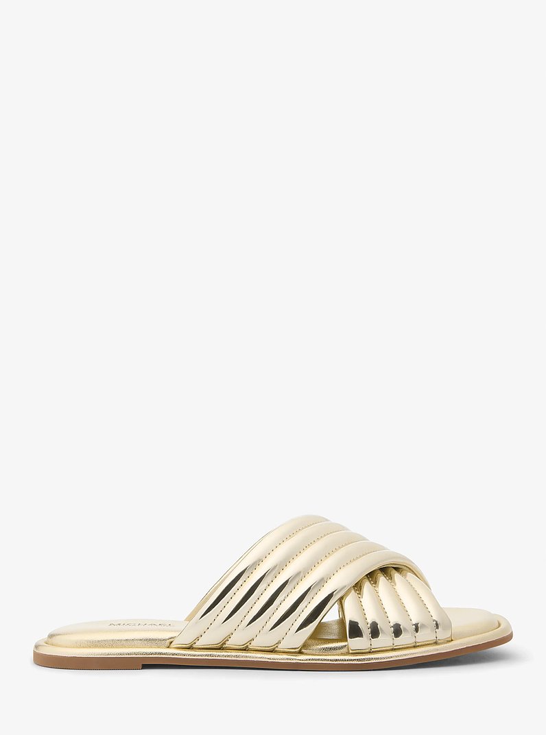 Portia Metallic Slide Sandal in PALE GOLD | Michael Kors