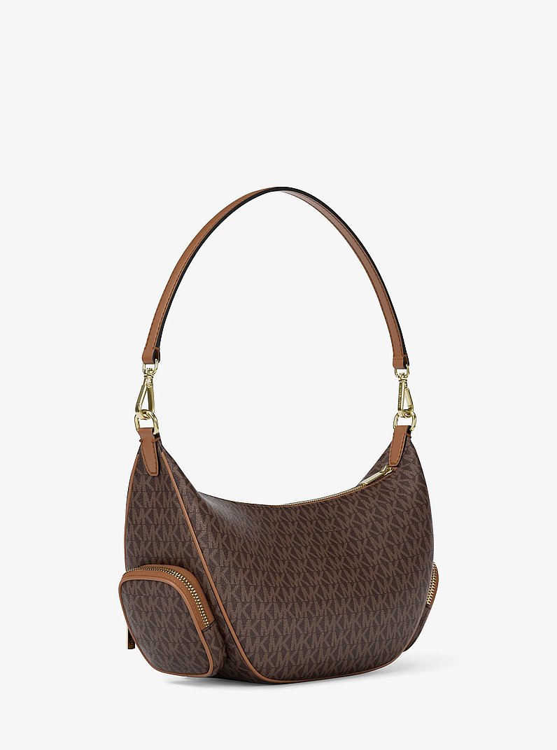 Merritt Medium Signature Logo Convertible Shoulder Bag in BROWN | Michael Kors