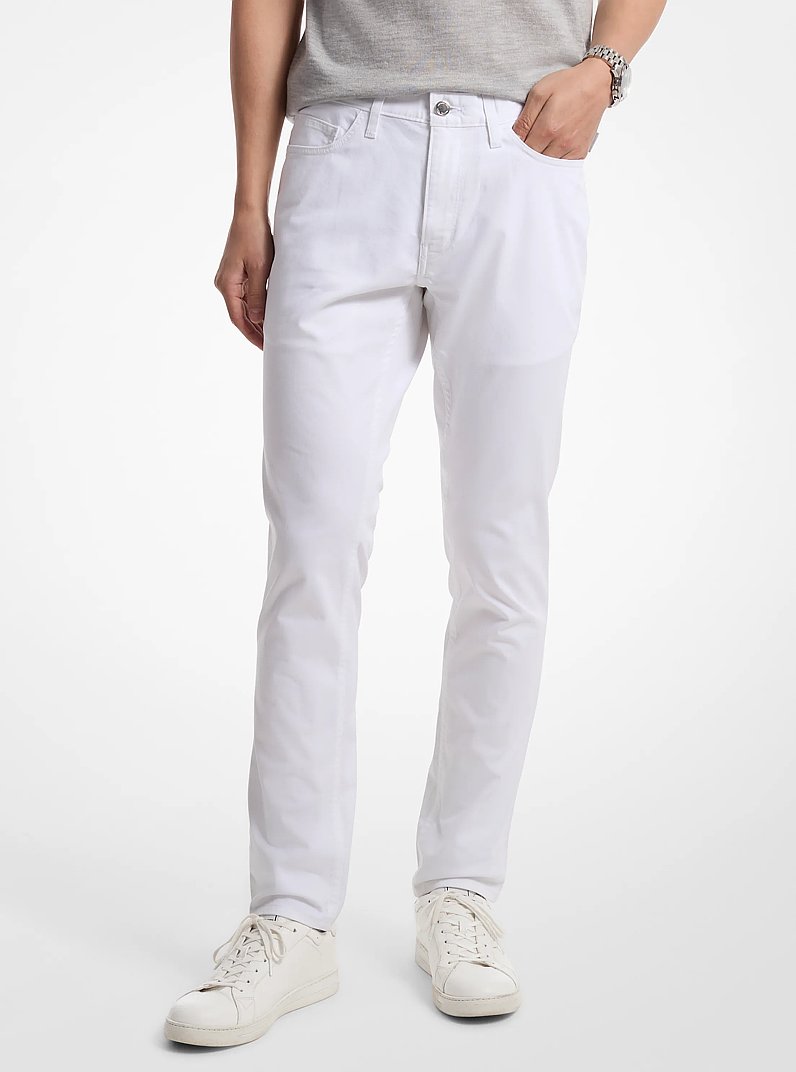 Pantal&oacute;n Parker slim-fit de sarga el&aacute;stica in BLANCO | Michael Kors