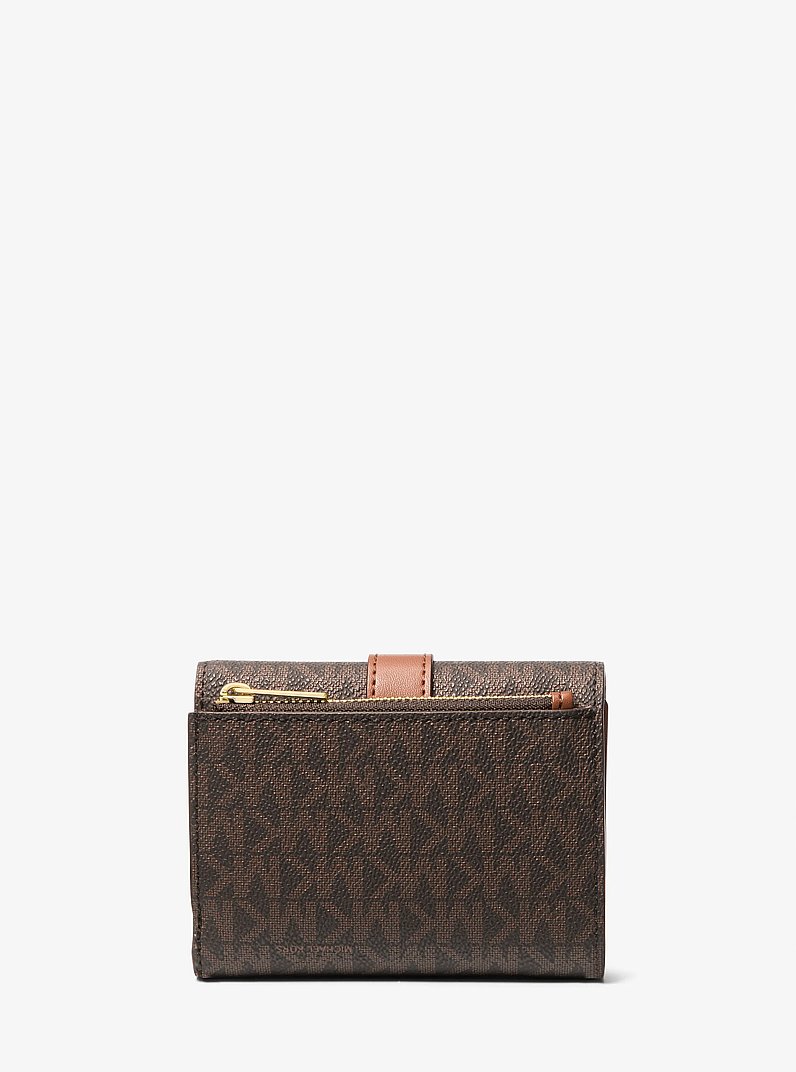 Greenwich Medium Signature Logo Trifold Wallet in BROWN | Michael Kors