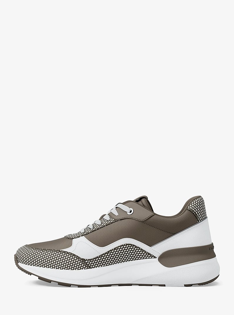 Trevor Mixed-Media Trainer in BIRCH | Michael Kors