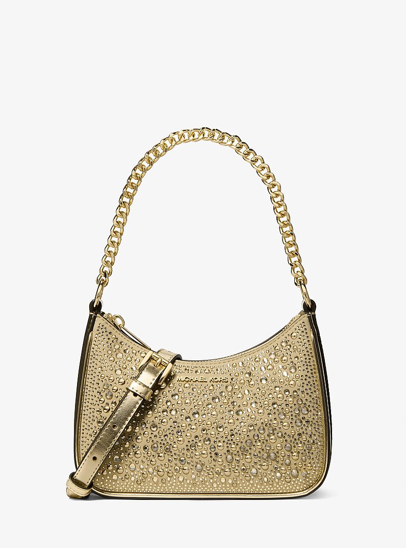 Petit sac &agrave; bandouli&egrave;re Jet Set convertible &agrave; ornements in OR P&Acirc;LE | Michael Kors