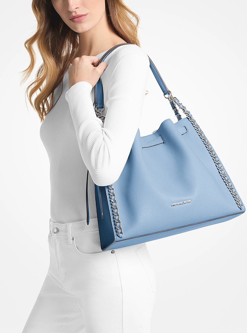 Mina Large Chain Shoulder Bag in LIGHT SKY | Michael Kors