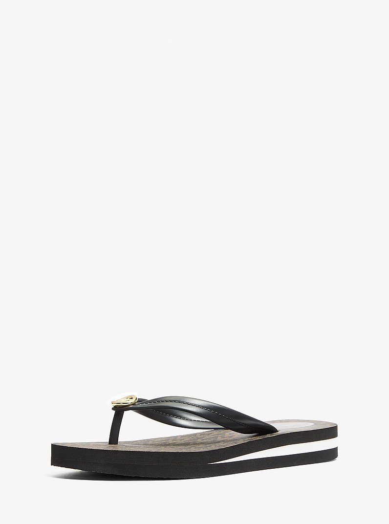 Posie Signature Logo Flip Flop in BROWN | Michael Kors