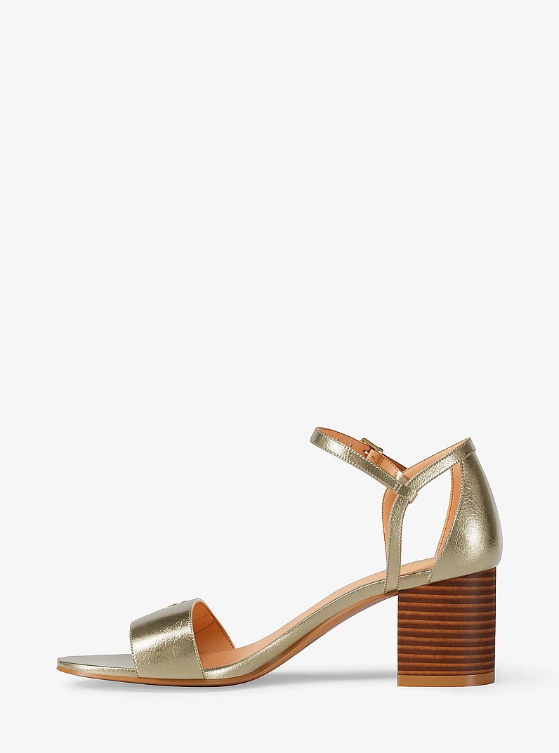 Hannah Metallic Block Heel Sandal in GOLD | Michael Kors