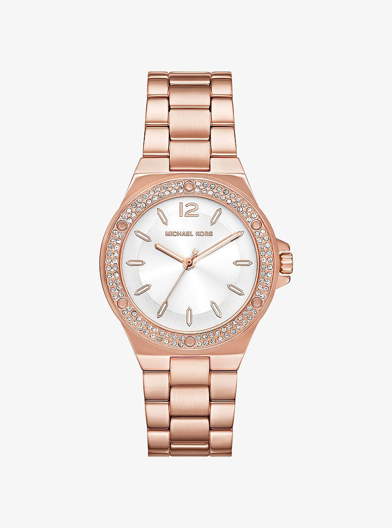 Lennox Pav&eacute; Rose Gold-Tone Watch in ROSE GOLD | Michael Kors