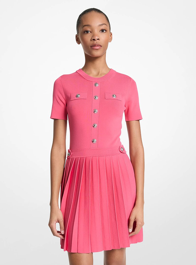 Mini-robe en tricot extensible &agrave; plis in ROSE | Michael Kors