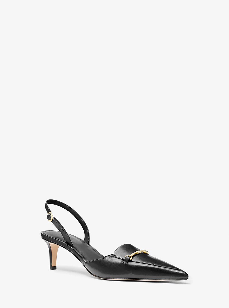 Lena Leather Slingback Pump in BLACK | Michael Kors