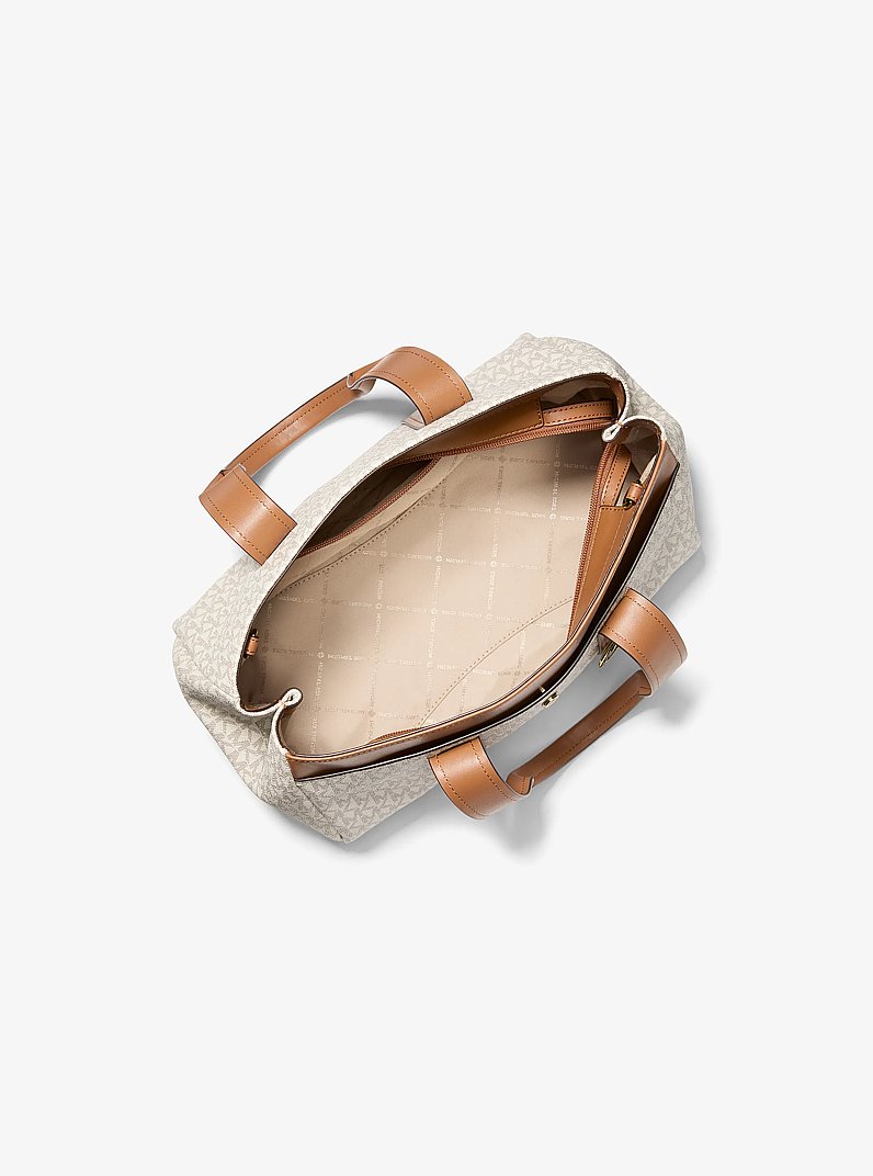 Foster Small Signature Logo Satchel in VANILLA/ACORN | Michael Kors