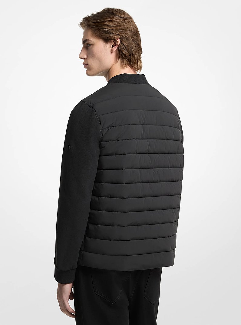 Mixed-Media Quilted Bomber Jacket in BLACK | Michael Kors