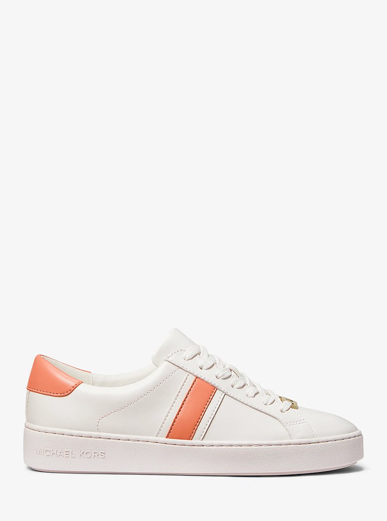 Irving Leather Stripe Sneaker in APRICOT | Michael Kors