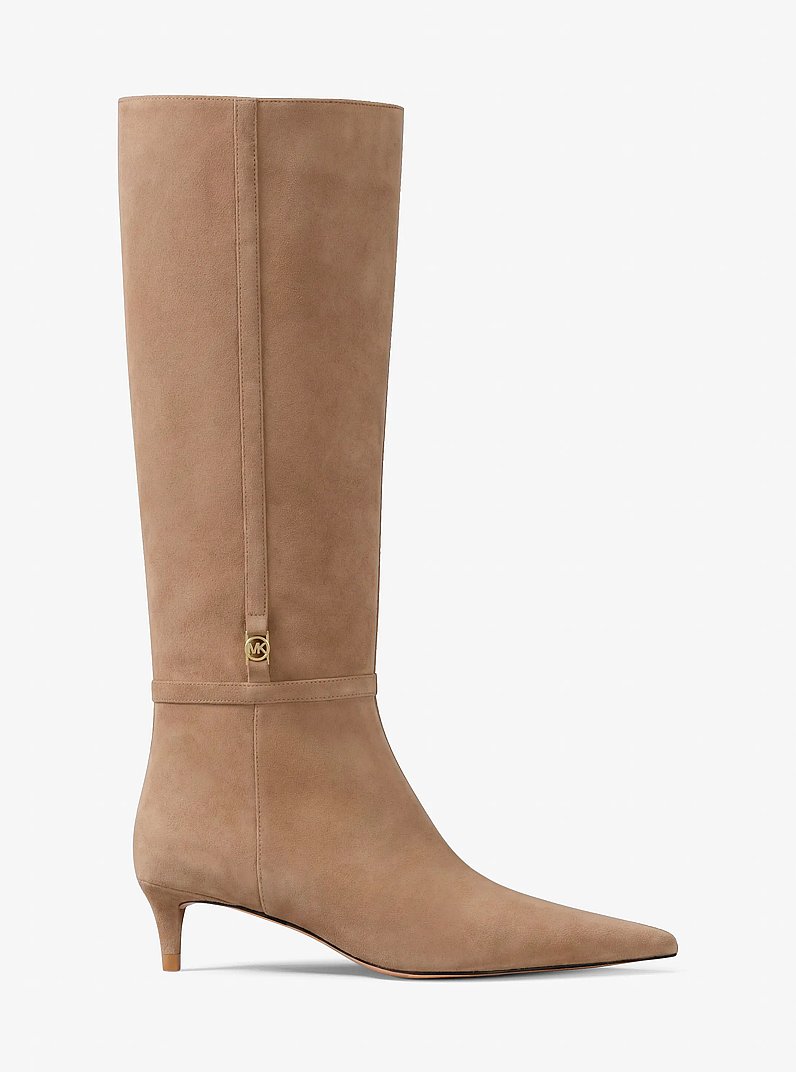 Nalia Polyester Microsuede Kitten Heel Boot in CAMEL | Michael Kors