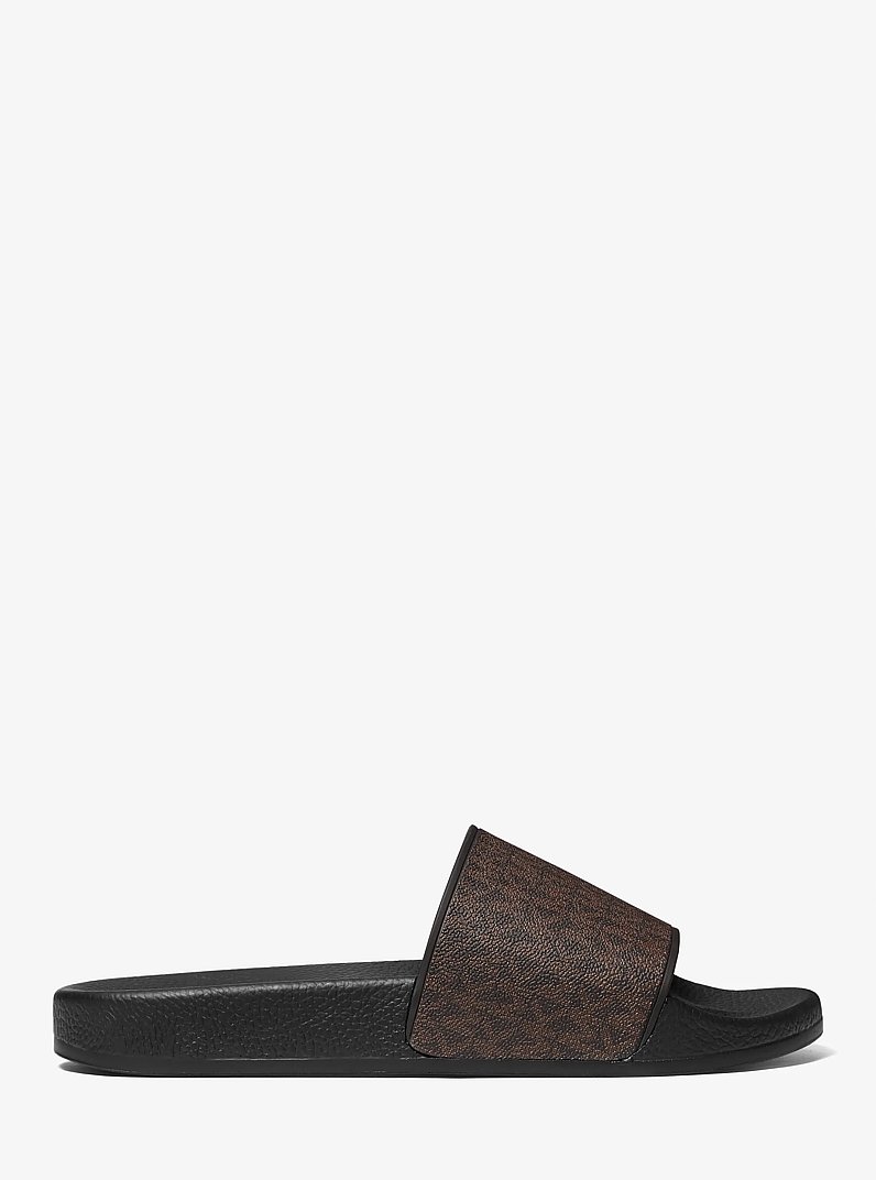 Jake Logo Slide Sandal in BROWN/BLK | Michael Kors
