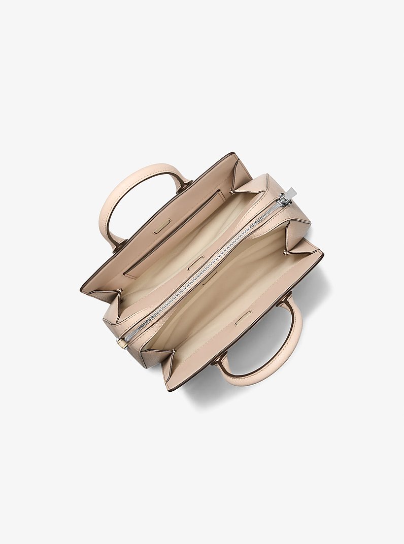 Laila Small Signature Logo Satchel in LIGHT SAND | Michael Kors