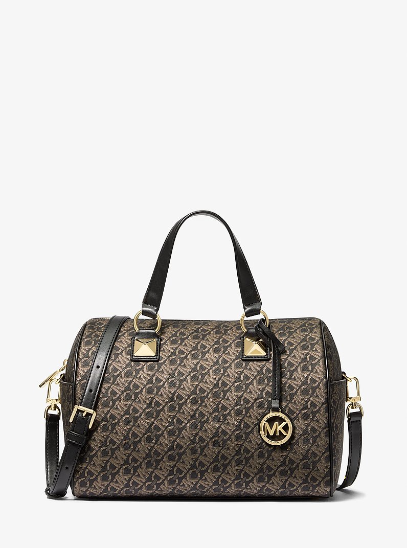 Grayson Medium Metallic Empire Signature Logo Satchel