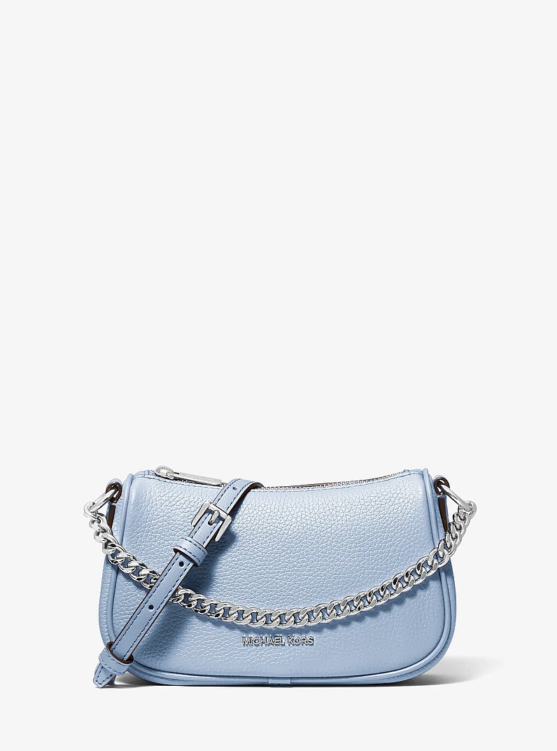 Carmela Small Pebbled Leather Crossbody Bag in PALE OCEAN | Michael Kors