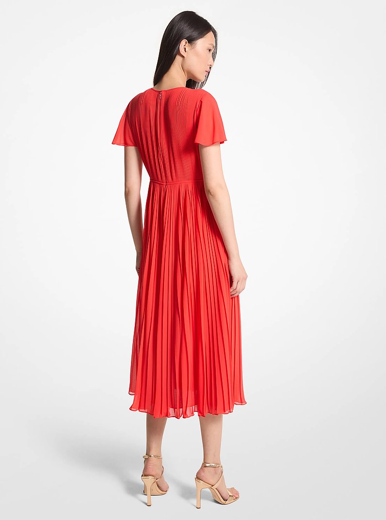 Pleated Georgette Midi Dress