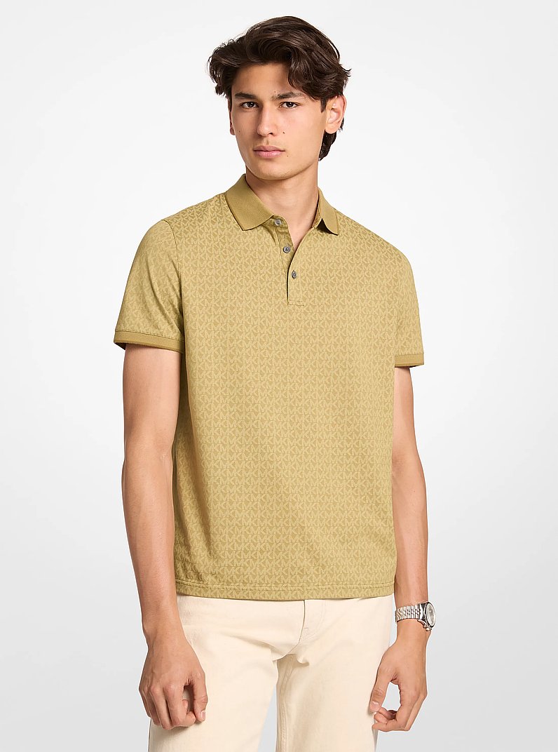 Greenwich Signature Logo Print Cotton Polo Shirt in OREGANO | Michael Kors