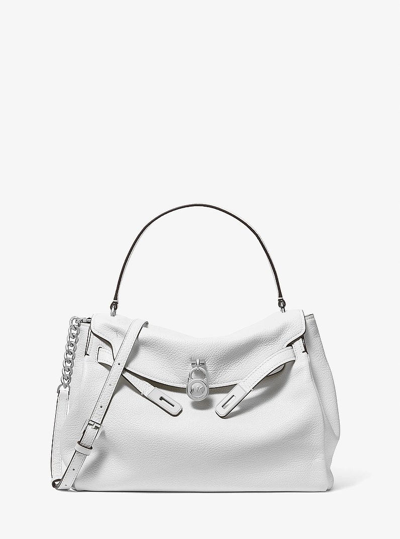 Hamilton Moderne Large Textured Leather Satchel in OPTIC WHITE | Michael Kors