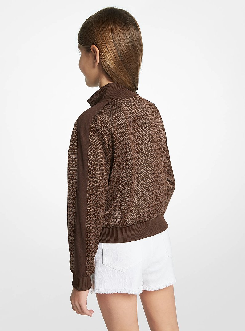 Logo Stretch Jacquard Track Jacket in CHOCOLATE | Michael Kors