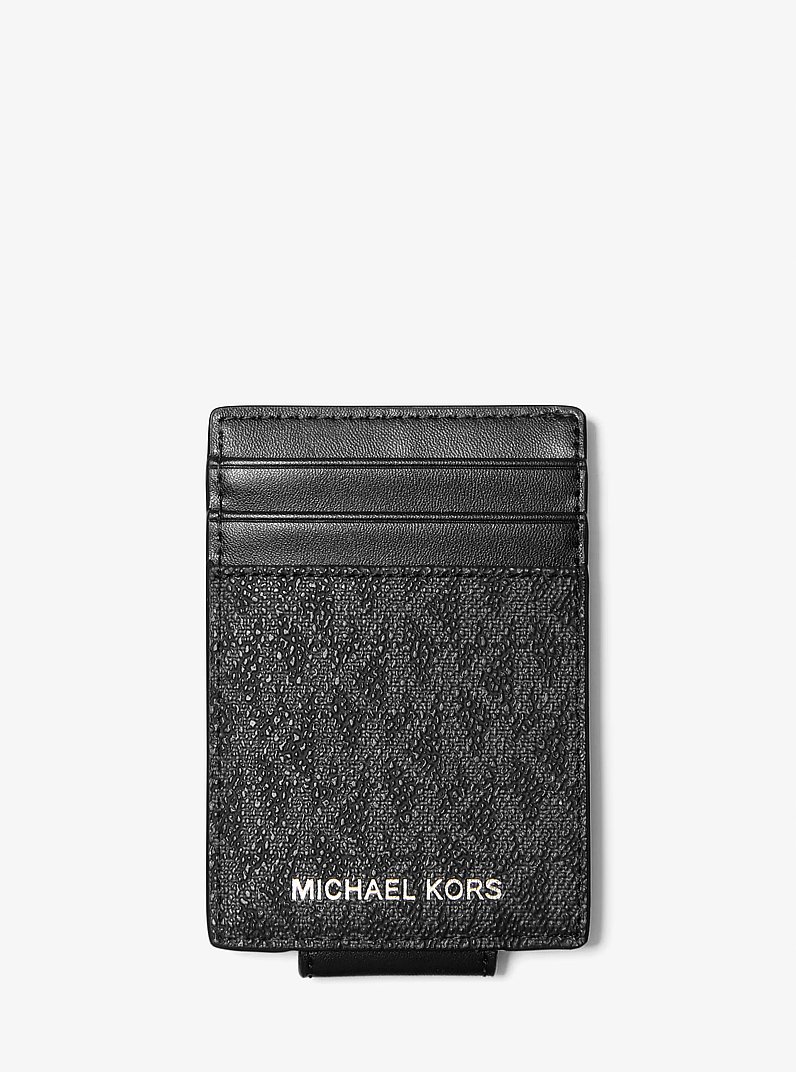 Cooper Signature Logo Money Clip Card Case in BLACK | Michael Kors