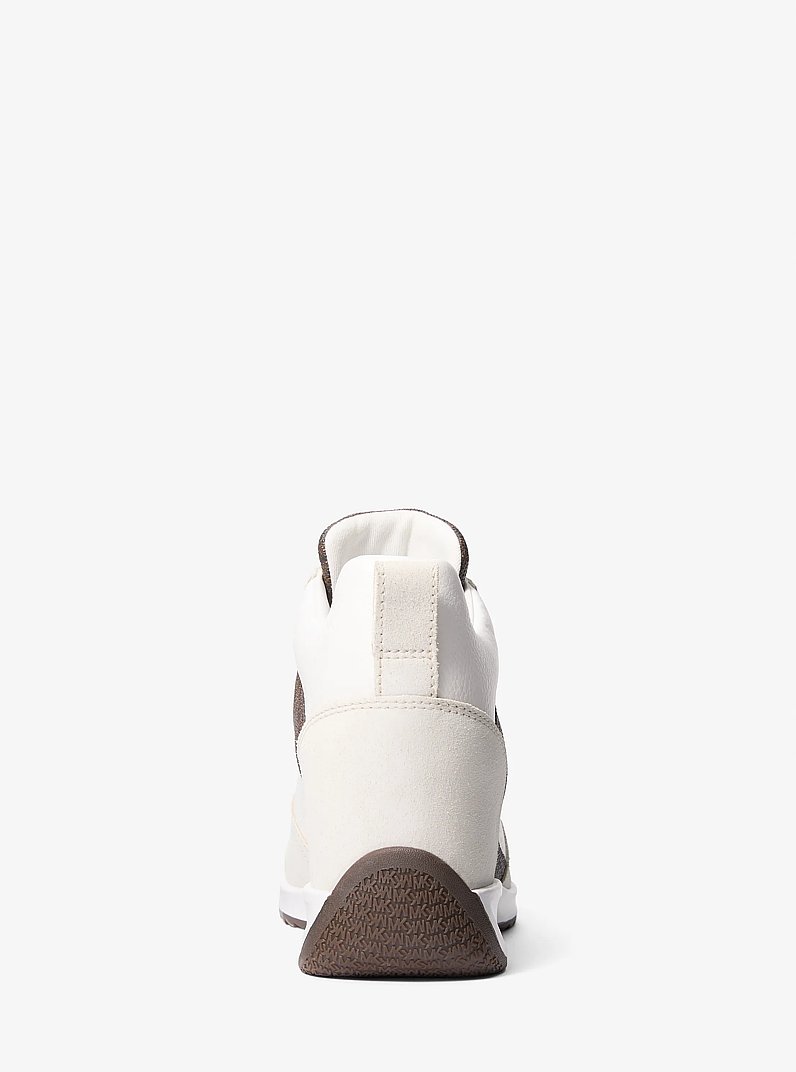 Nikko S2 Suede and Leather Wedge Trainer in BROWN | Michael Kors