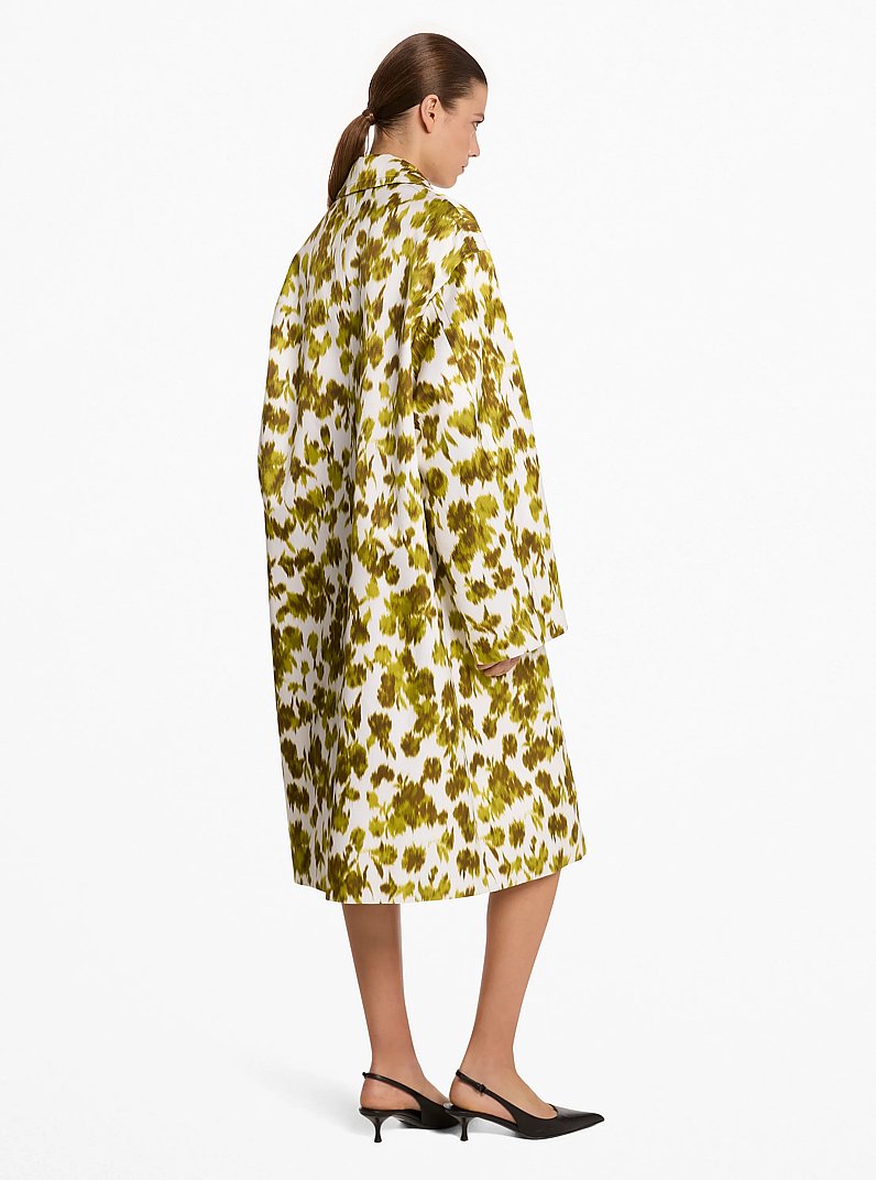 Balmacaan oversize de sat&eacute;n chin&eacute; floral in [3449] | Michael Kors