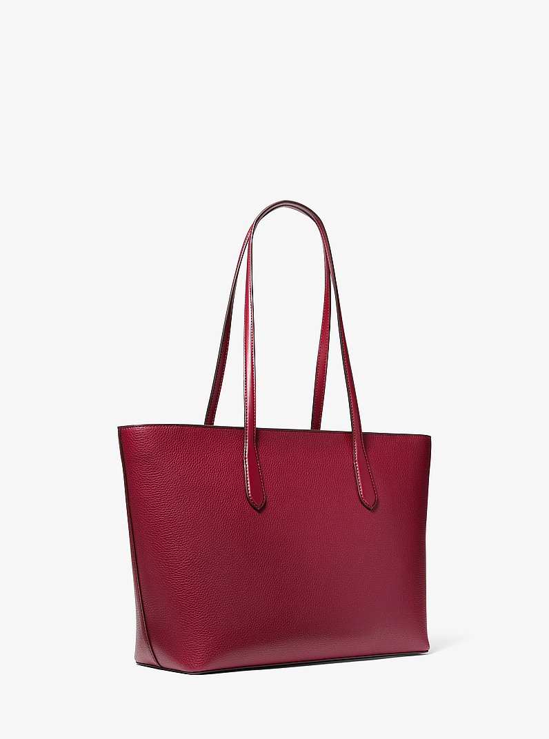Arden Large Pebbled Leather Tote Bag in MAROON | Michael Kors