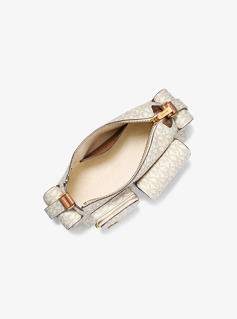 Dakota Small Signature Logo Shoulder Bag in VANILLA/ACORN | Michael Kors