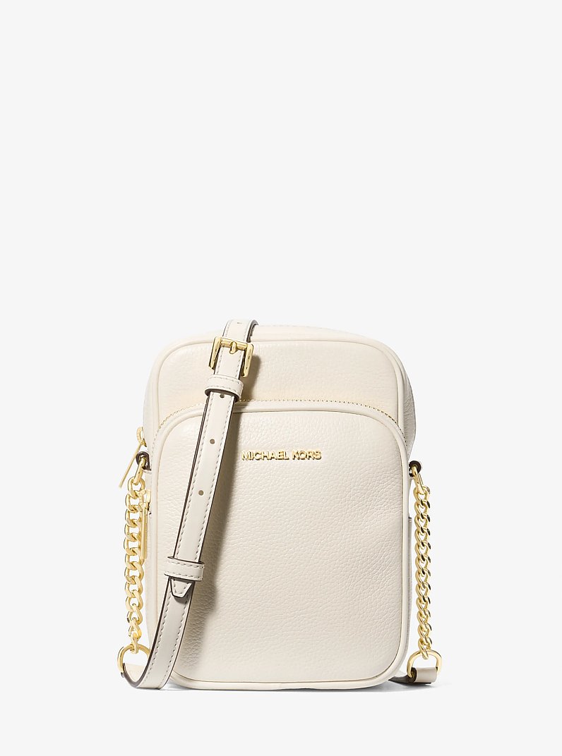 Jet Set Travel Medium Pebbled Leather Crossbody Bag in LT CREAM | Michael Kors