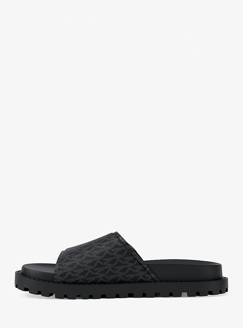 Luka Signature Logo Slide Sandal in BLACK | Michael Kors