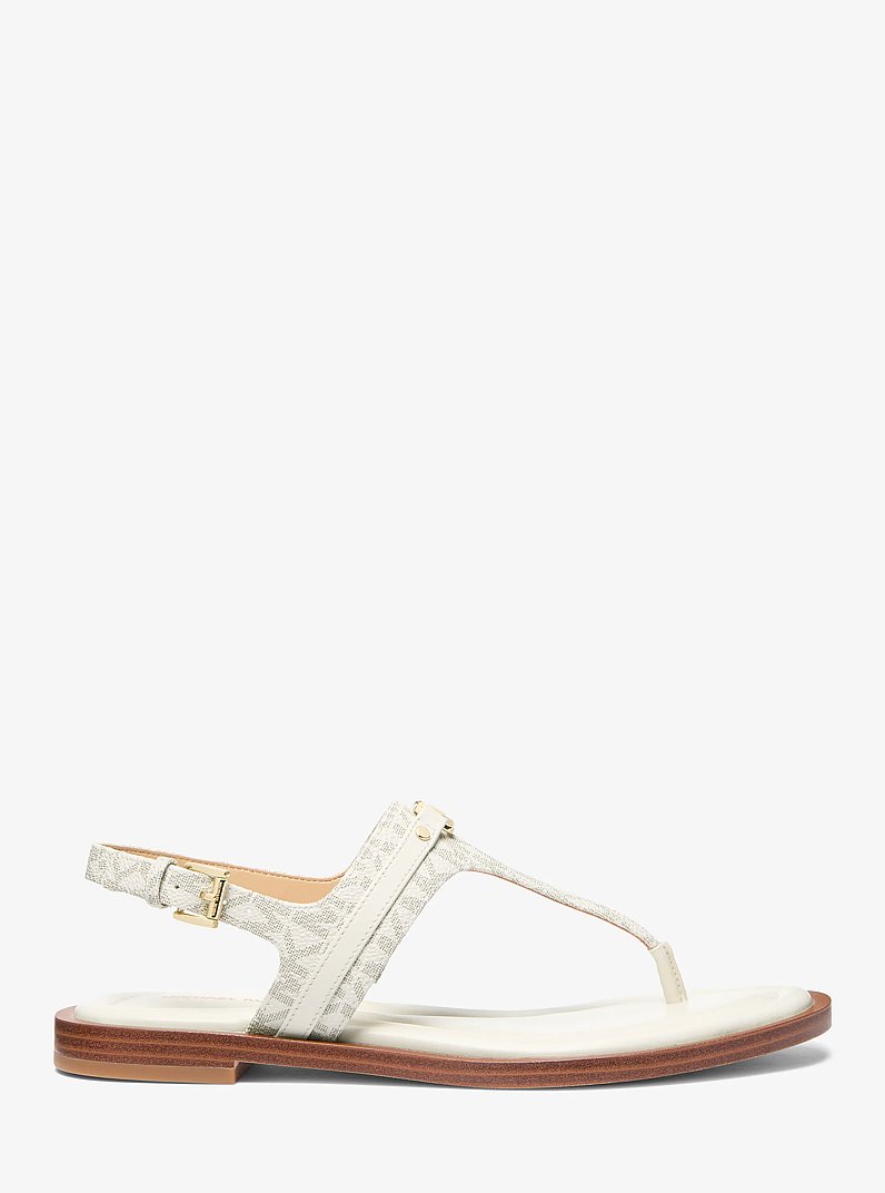 Mandy Signature Logo T-Strap Sandal in VAN/CREAM | Michael Kors