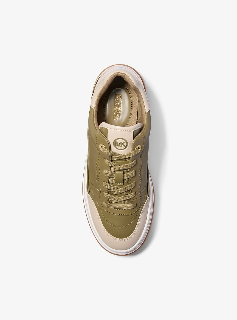 Hayes Two-Tone Leather Platform Sneaker in SAFARI GREEN | Michael Kors