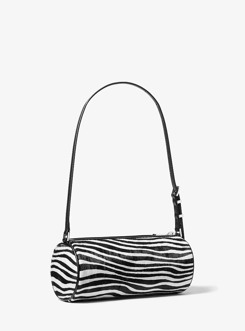 Izzy Small Zebra Print Calf Hair Pochette in BLACK COMBO | Michael Kors