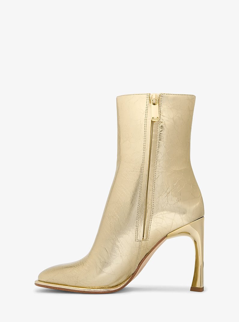 Kelsea Metallic Crackled Leather Boot in PALE GOLD | Michael Kors