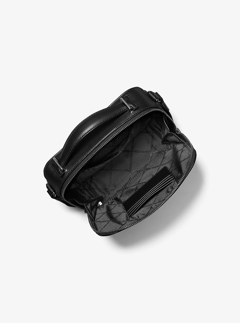 Hudson Empire Monogram Crossbody Bag in BLACK/SILVER | Michael Kors