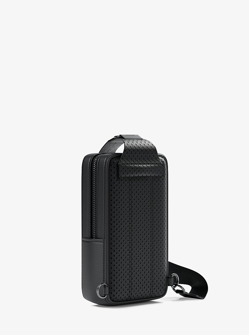Cooper Small Signature Logo Sling Pack in PG/BLK MUL | Michael Kors